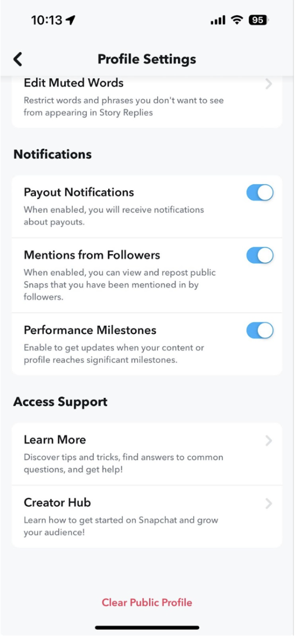 How do I delete or clear my Public Profile? Snapchat Support