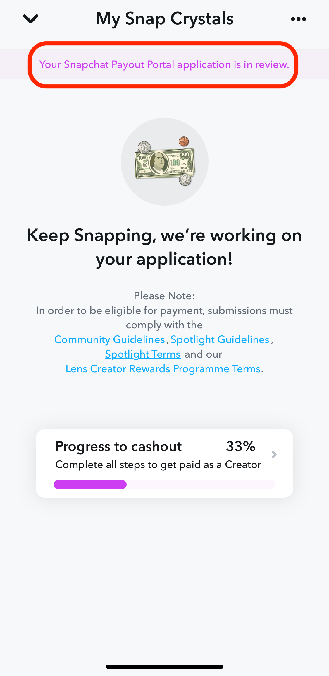 Snap Crystal Personal & Business Info added in App and pending Review.PNG